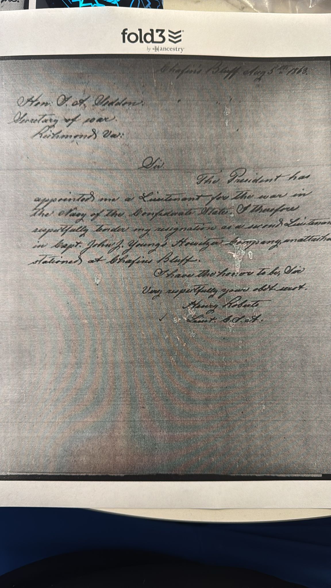 List Robertsa do Sekratarza Wojny Seddona .jpeg